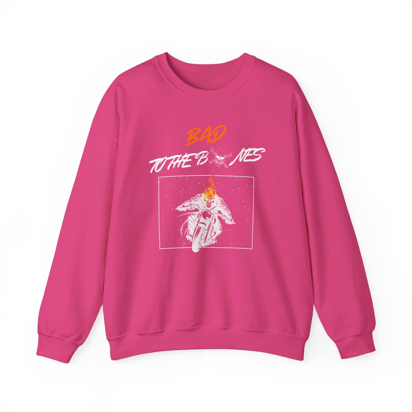 Bad To The Bones Unisex Sweatshirt - Halloween Fire Skeleton Crewneck
