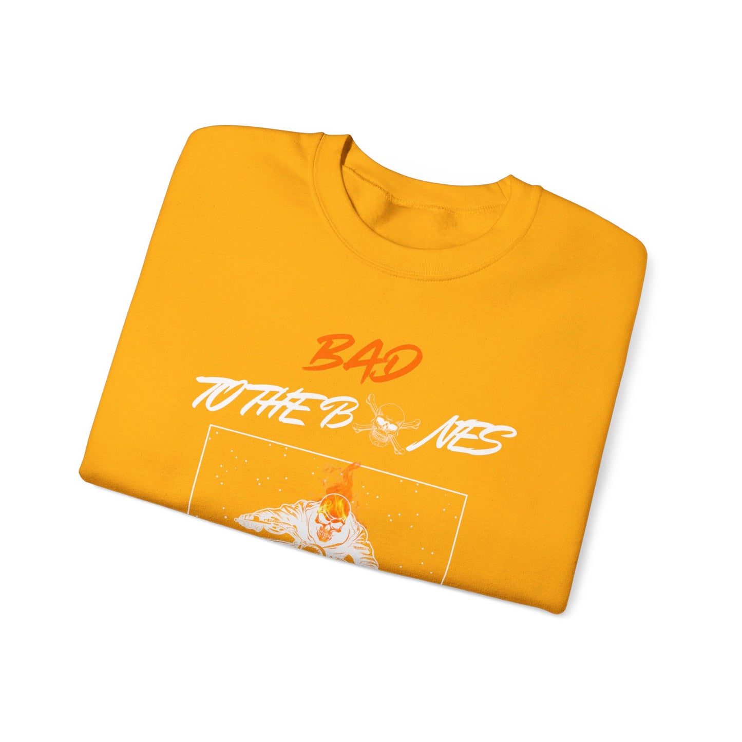 Bad To The Bones Unisex Sweatshirt - Halloween Fire Skeleton Crewneck