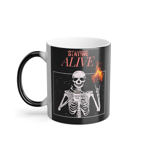 Color Morphing Mug 11oz - Skeleton Holding Coffee Halloween Mug