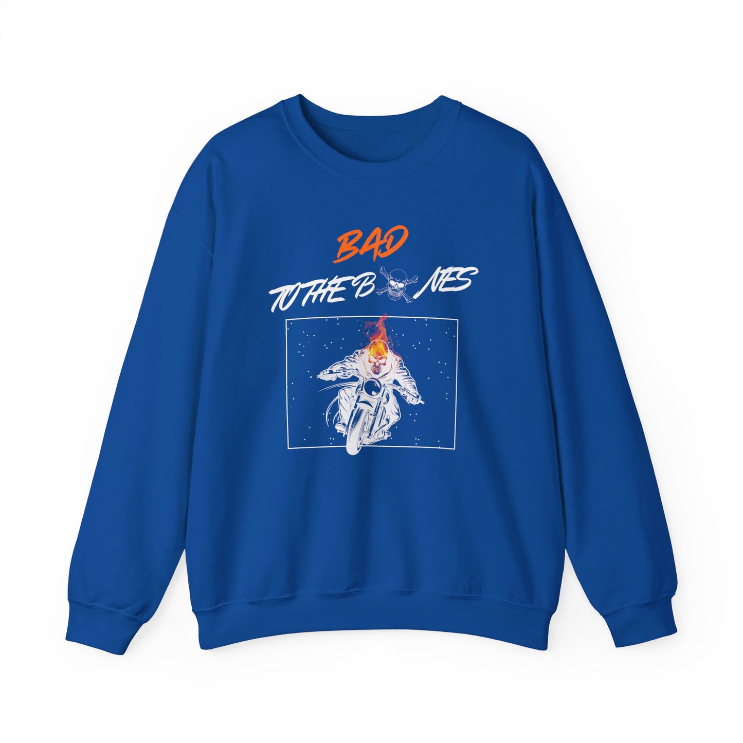 Bad To The Bones Unisex Sweatshirt - Halloween Fire Skeleton Crewneck