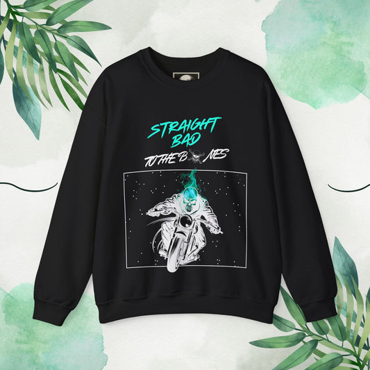 Straight Bad To The Bones Crewneck Sweatshirt-Cyan