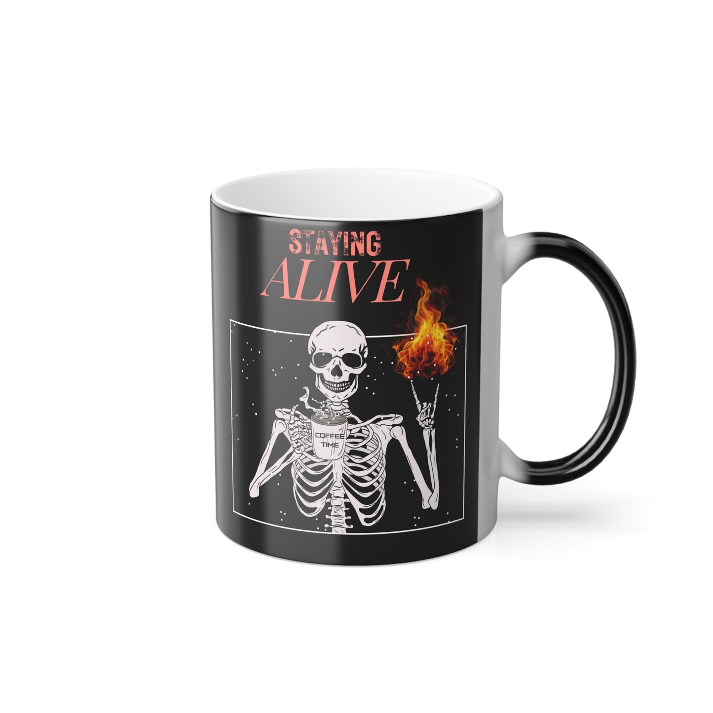 Color Morphing Mug 11oz - Skeleton Holding Coffee Halloween Mug