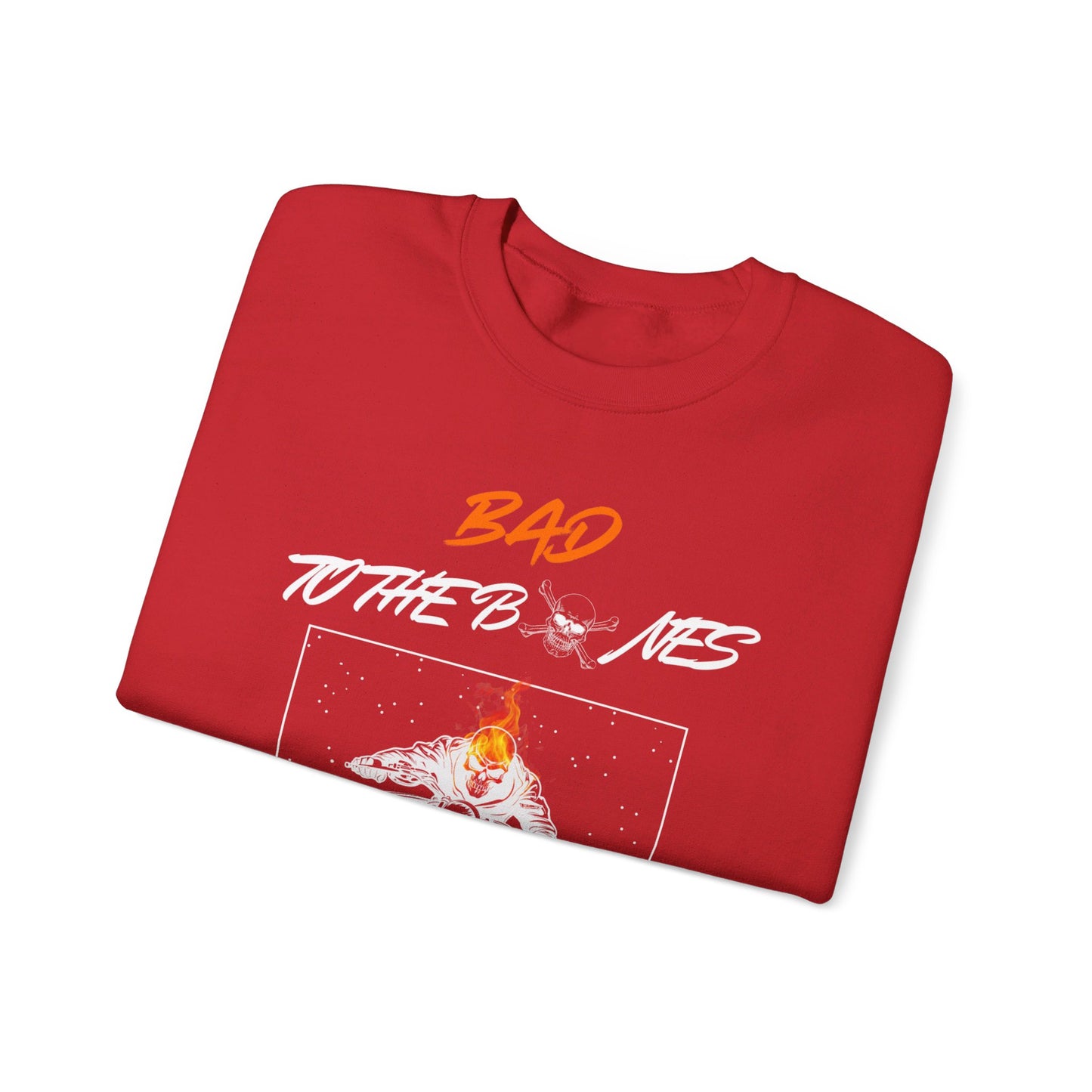 Bad To The Bones Unisex Sweatshirt - Halloween Fire Skeleton Crewneck