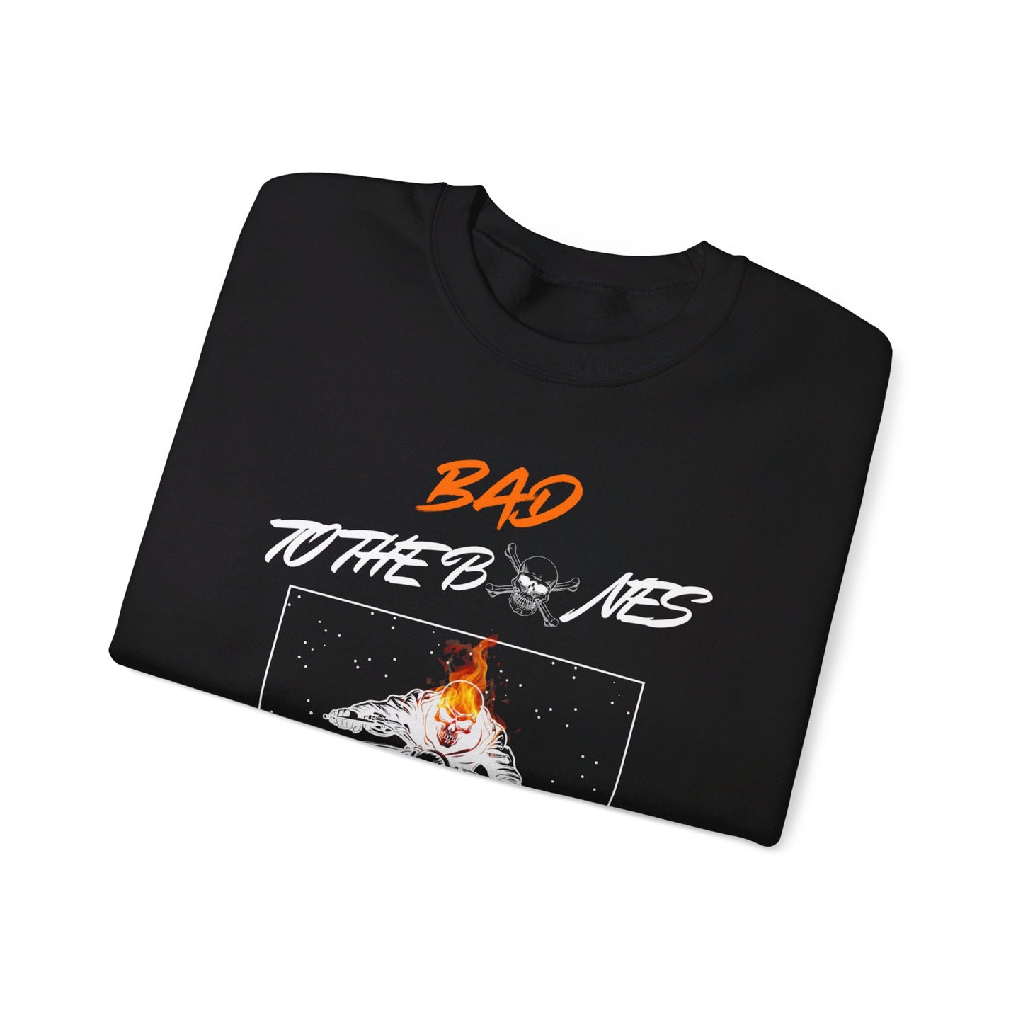 Bad To The Bones Unisex Sweatshirt - Halloween Fire Skeleton Crewneck