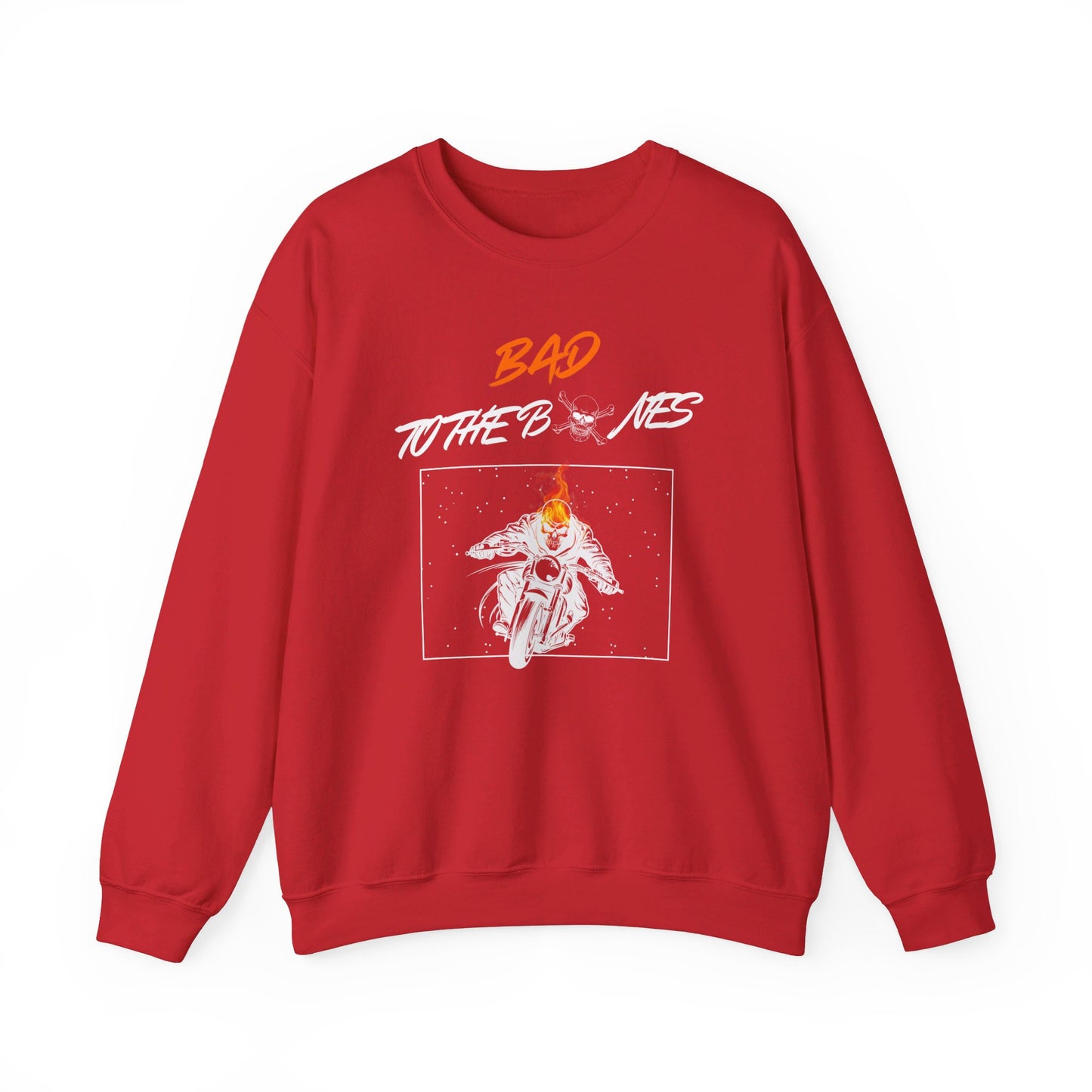 Bad To The Bones Unisex Sweatshirt - Halloween Fire Skeleton Crewneck