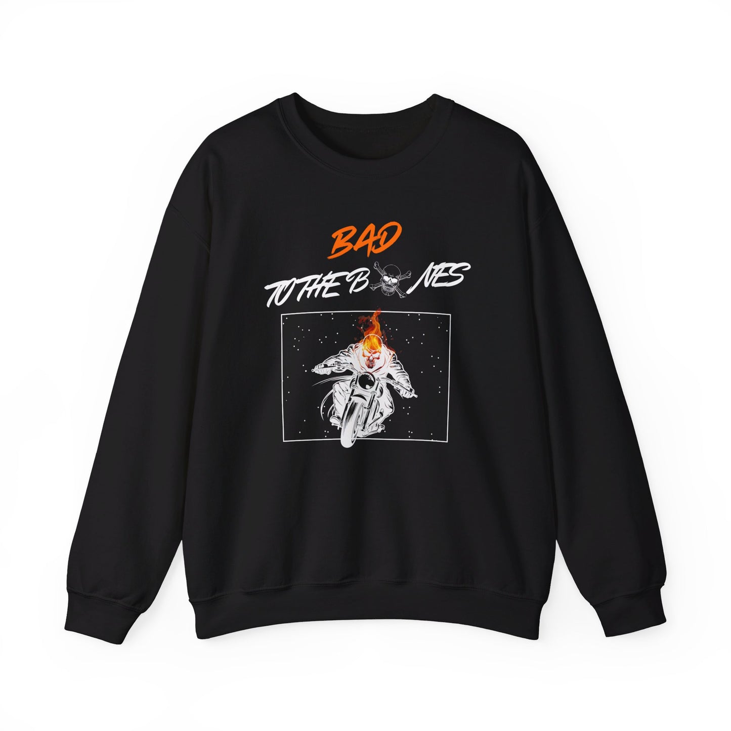 Bad To The Bones Unisex Sweatshirt - Halloween Fire Skeleton Crewneck