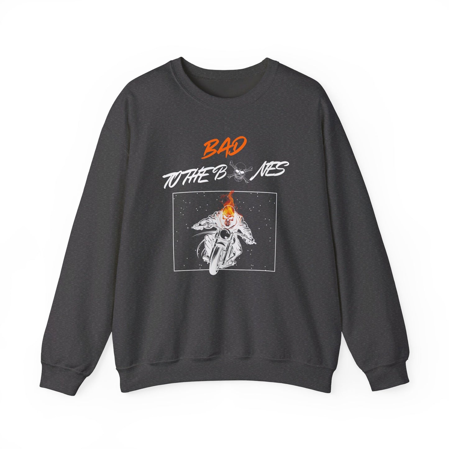 Bad To The Bones Unisex Sweatshirt - Halloween Fire Skeleton Crewneck