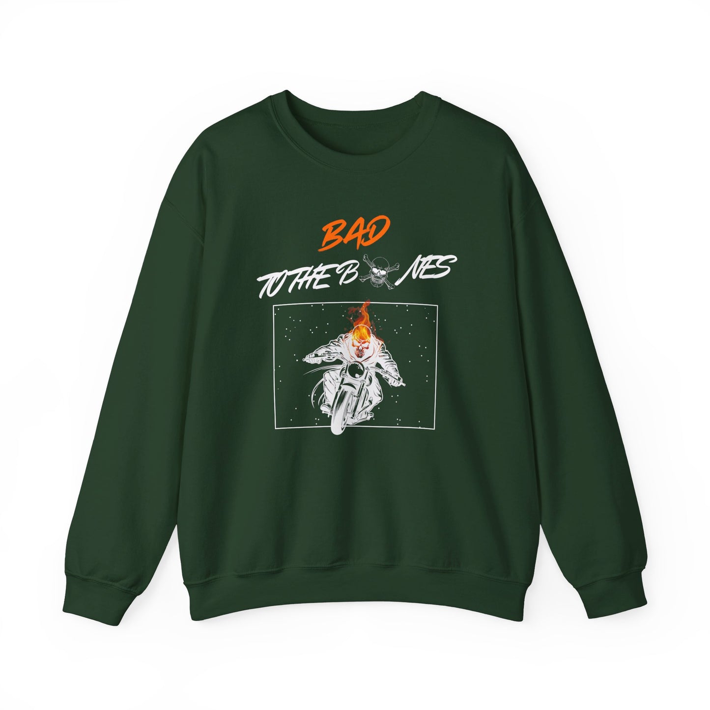 Bad To The Bones Unisex Sweatshirt - Halloween Fire Skeleton Crewneck