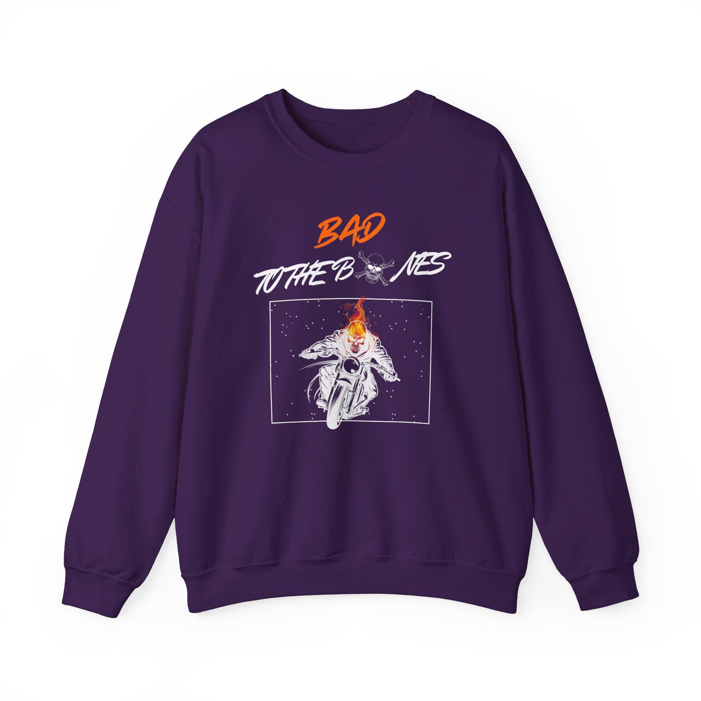 Bad To The Bones Unisex Sweatshirt - Halloween Fire Skeleton Crewneck