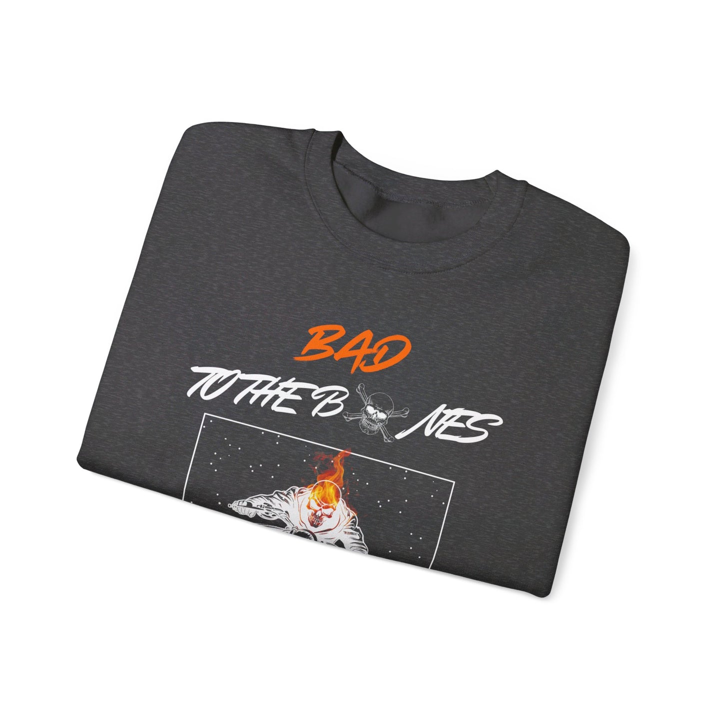 Bad To The Bones Unisex Sweatshirt - Halloween Fire Skeleton Crewneck