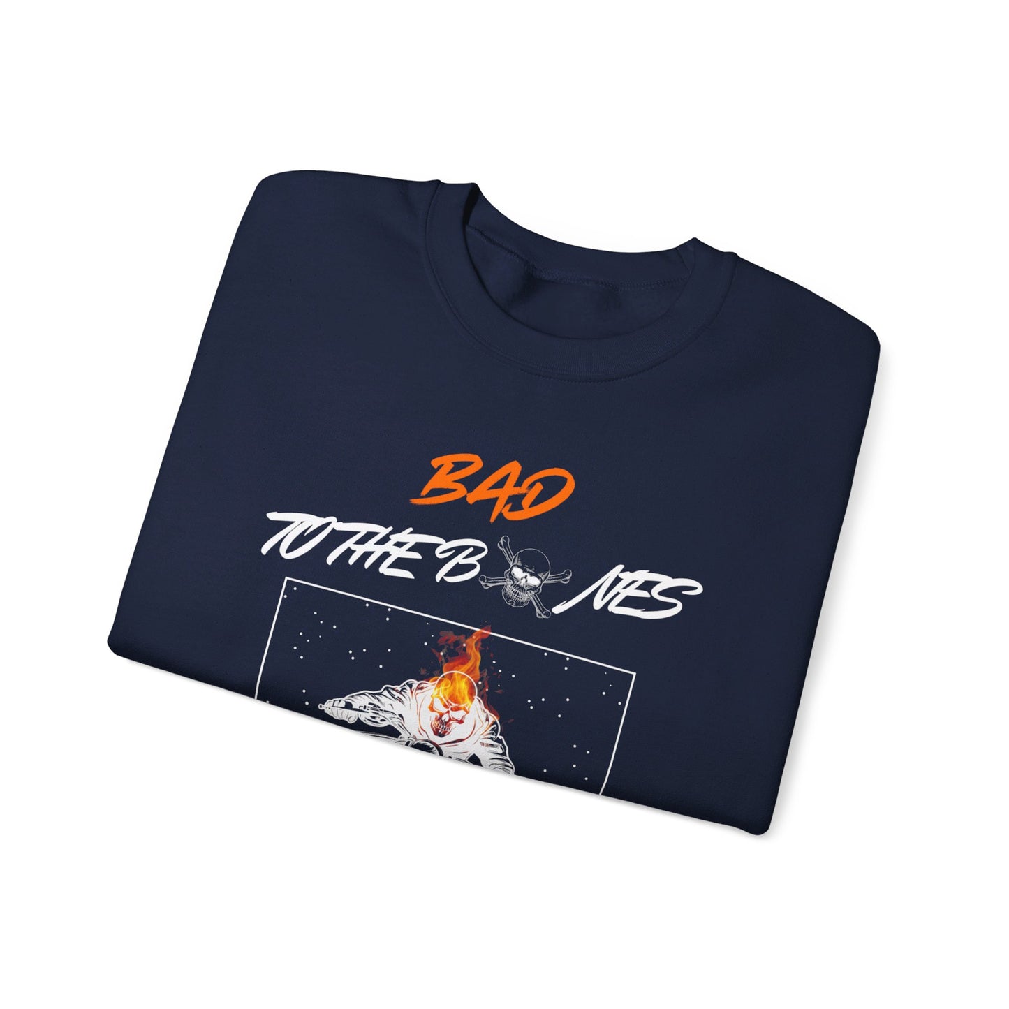 Bad To The Bones Unisex Sweatshirt - Halloween Fire Skeleton Crewneck