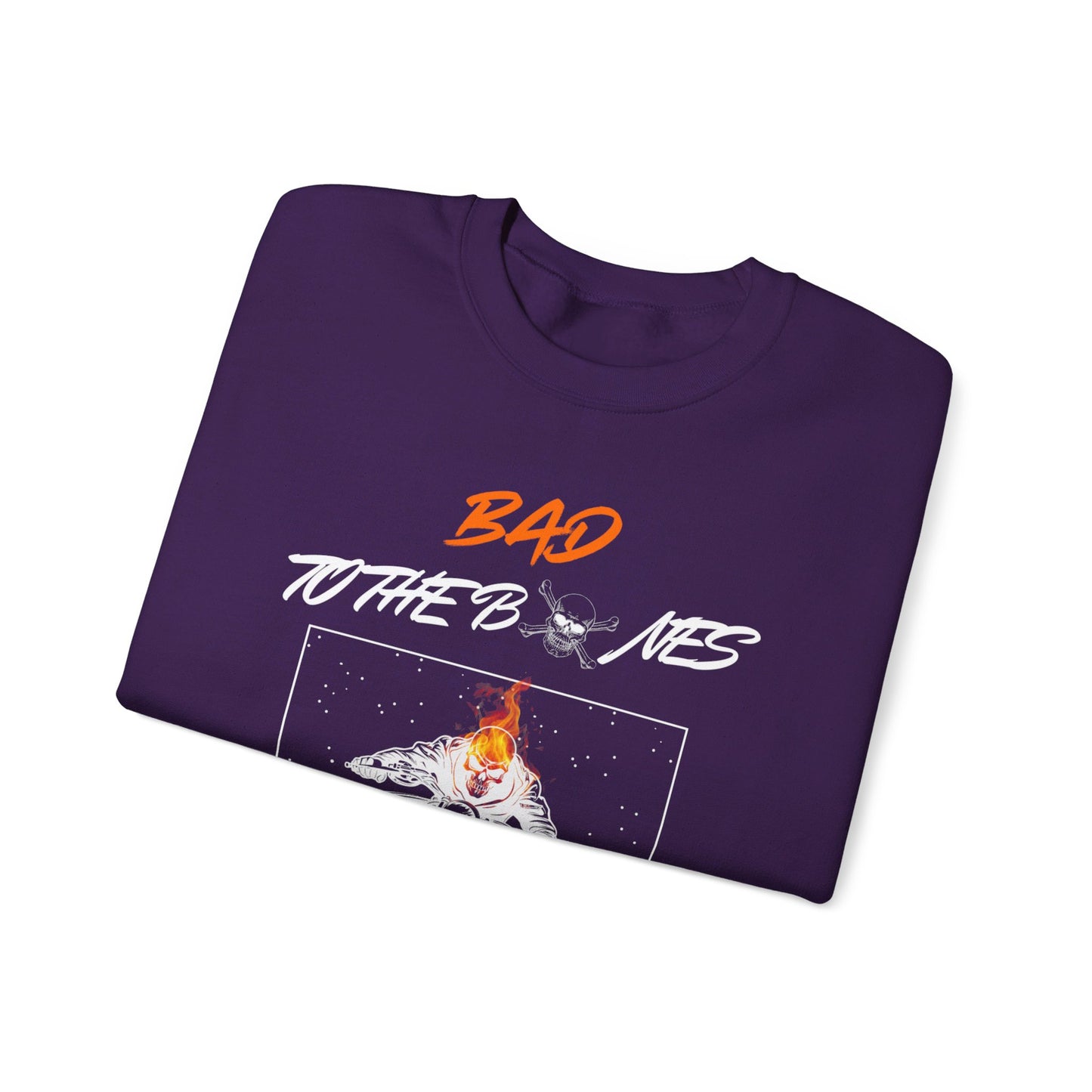 Bad To The Bones Unisex Sweatshirt - Halloween Fire Skeleton Crewneck