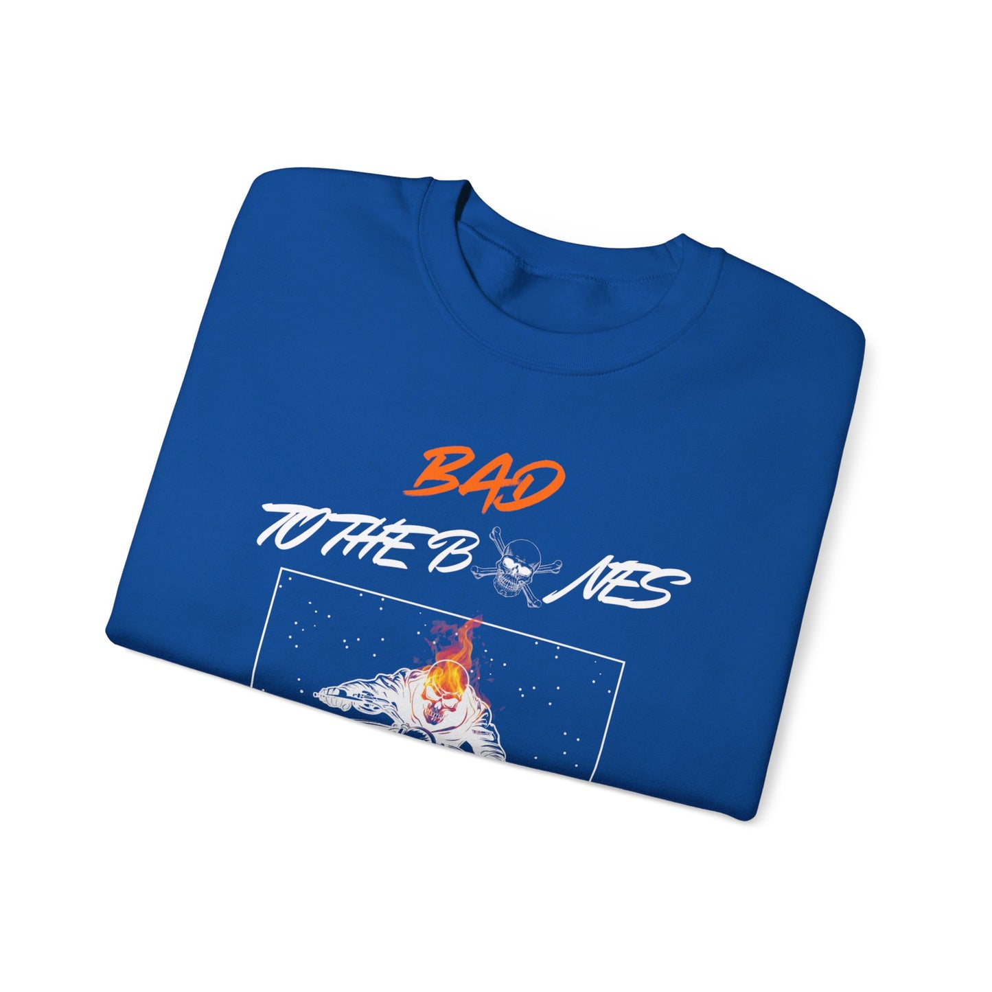Bad To The Bones Unisex Sweatshirt - Halloween Fire Skeleton Crewneck