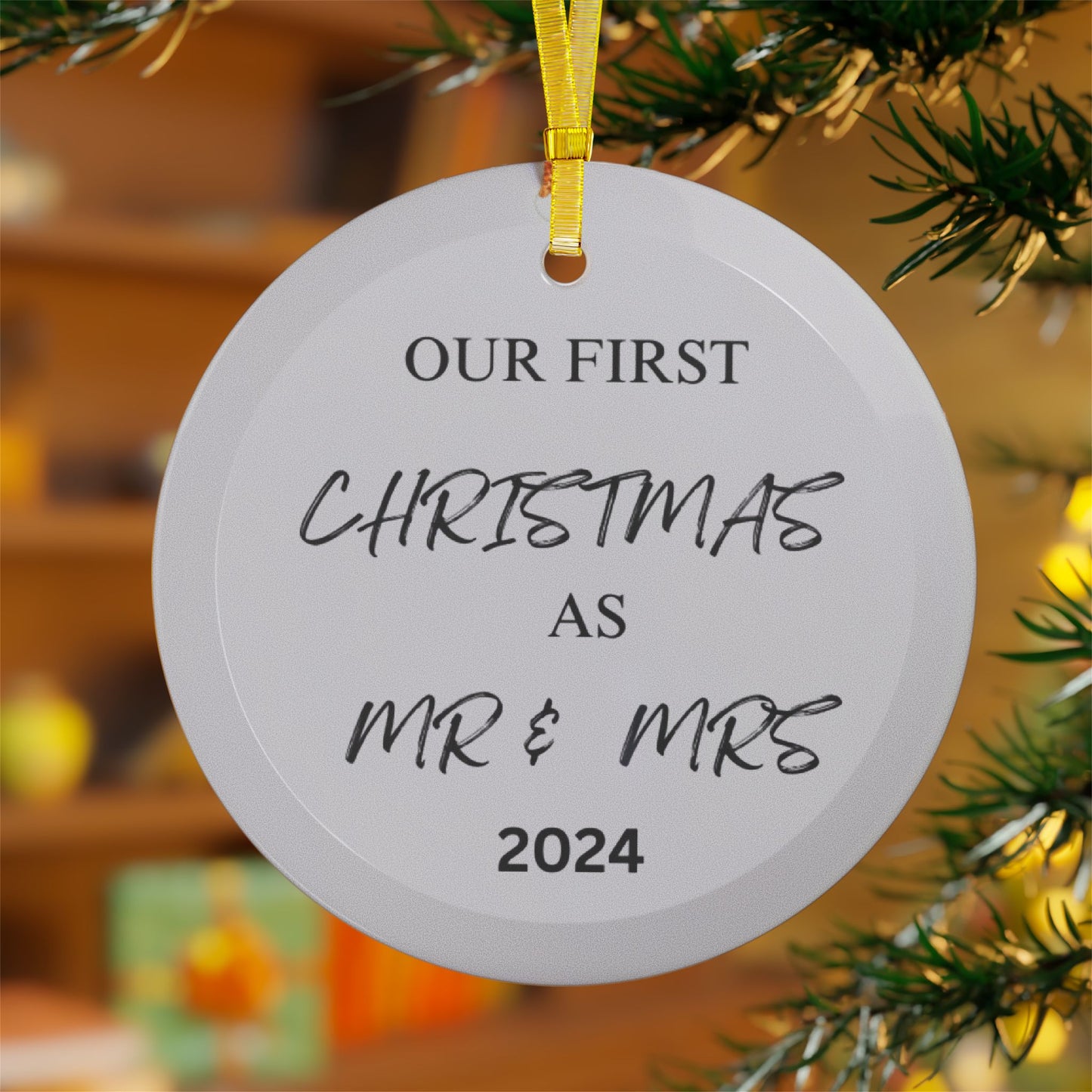 Christmas Glass Ornaments - Our First Christmas as Mr and Mrs