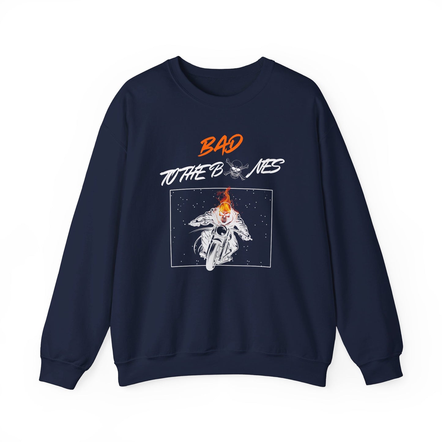 Bad To The Bones Unisex Sweatshirt - Halloween Fire Skeleton Crewneck