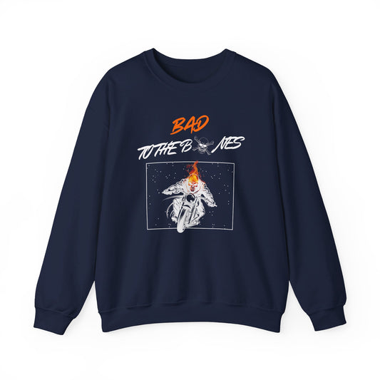 Bad To The Bones Unisex Sweatshirt - Halloween Fire Skeleton Crewneck