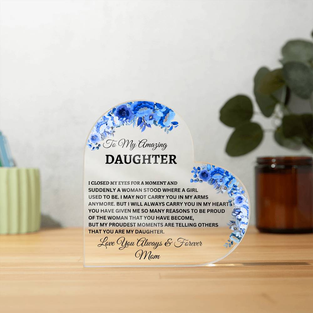 To My Amazing Daughter | Beautiful Blue Flower Acrylic Plaque